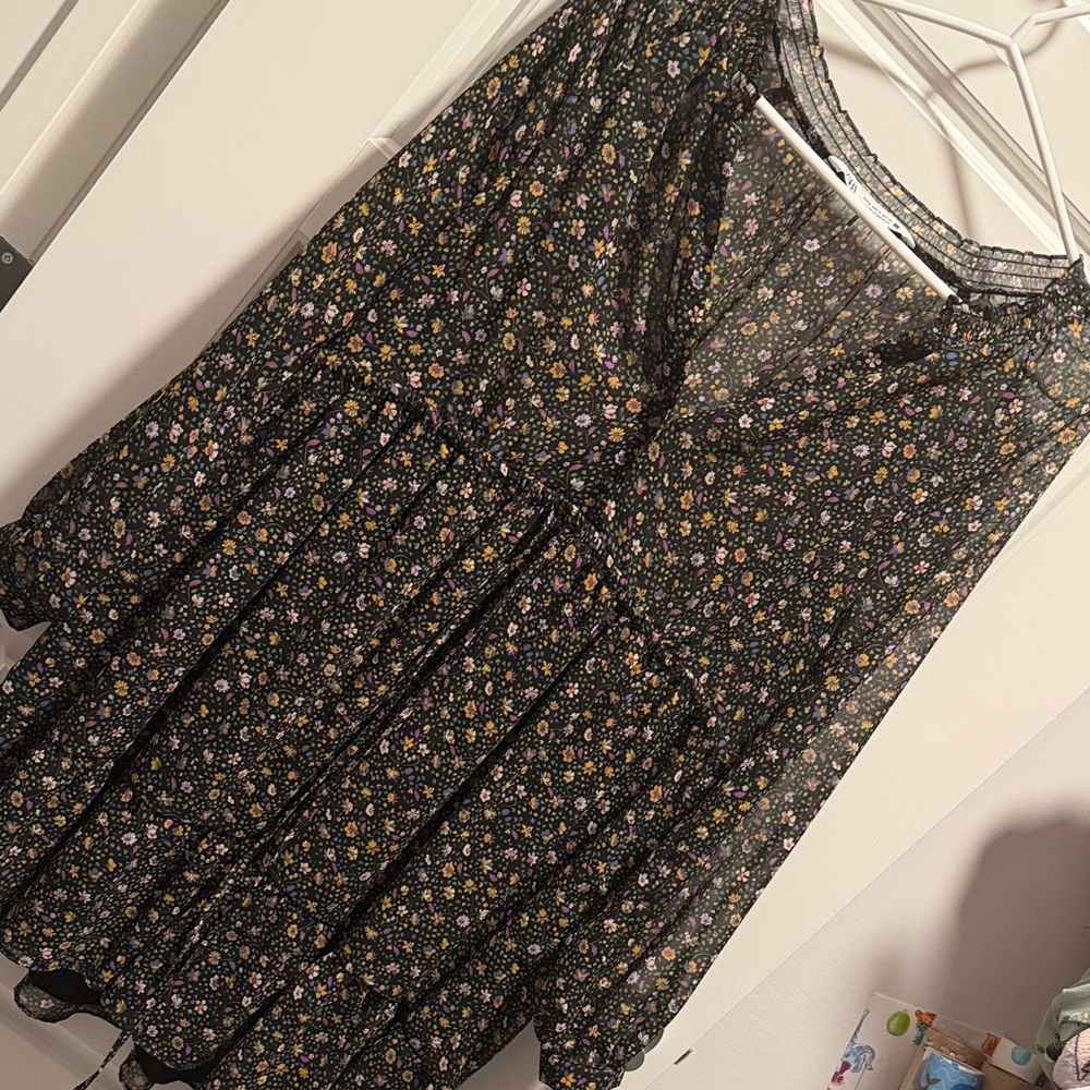 Zara Floral Black Sheer Dress size small fits medium